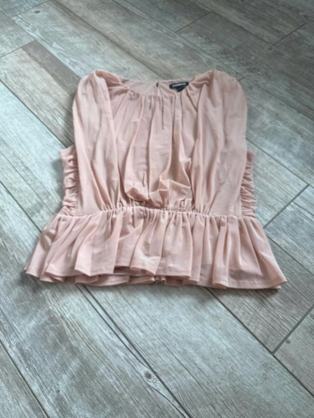 Express Blush Pink Ruffled Peplum Blouse